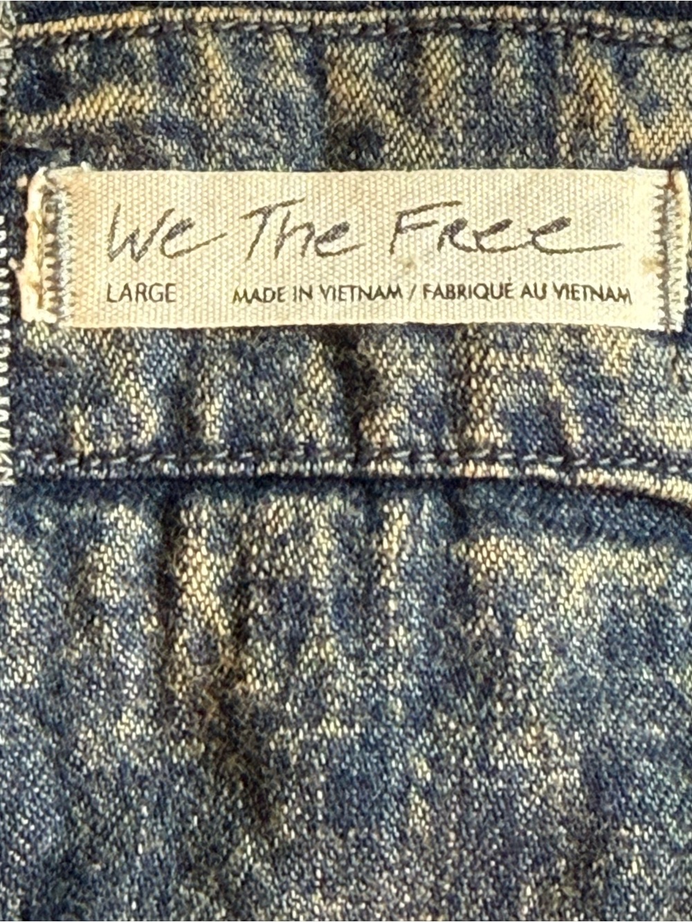 Free People We The Free Zip It Up Denim Jacket Acid Wash Distressed Large - Picture 7 of 11